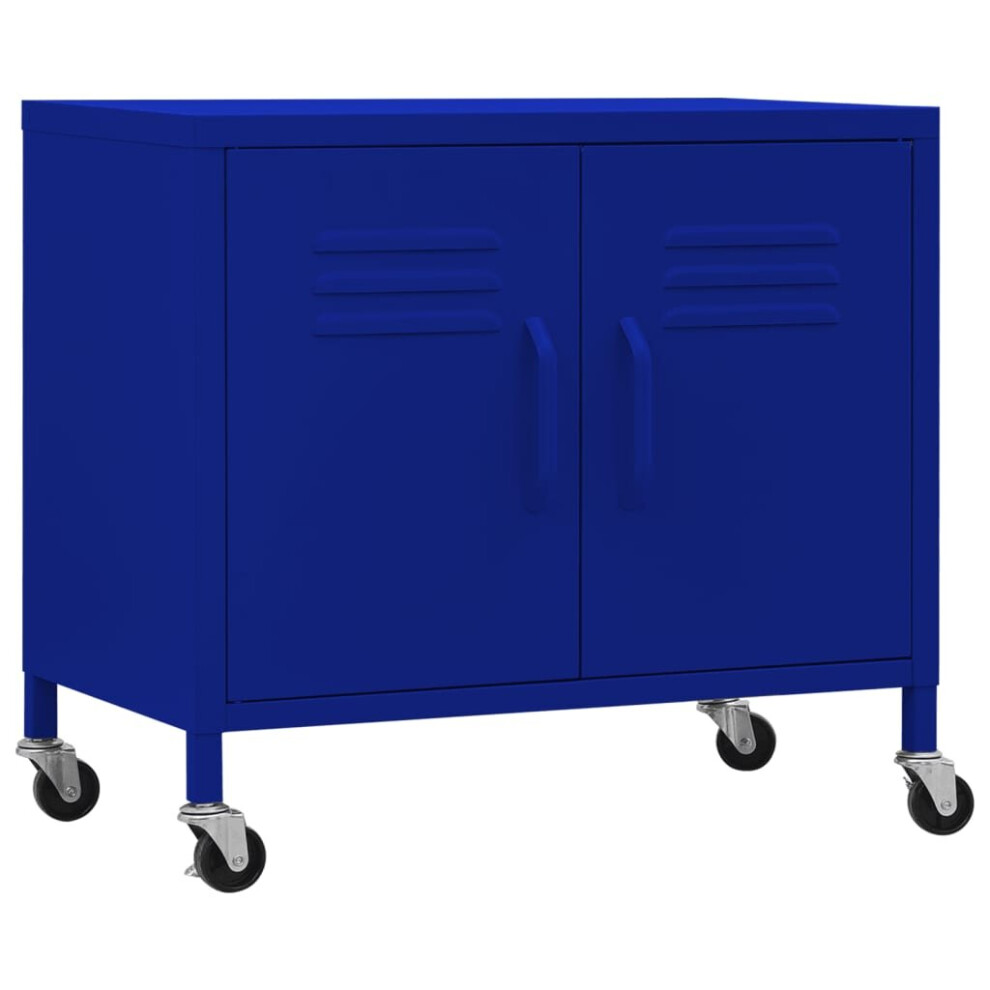Vidaxl Storage Cabinet Navy Blue Steel Sideboard Cupboard Display Cabinet