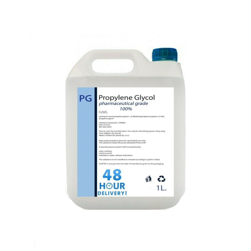 (1l - 1000ml) Mono Propylene Glycol Pharma Grade Better Than Food Grade 99% + USP/EP  PURE