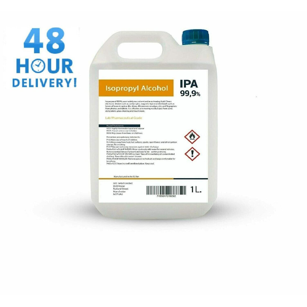 (2 Litre (2000ml)) Isopropyl Alcohol IPA 99.9% Cleaning Industrial Pure Isopropanol LAB grade 1L 5L