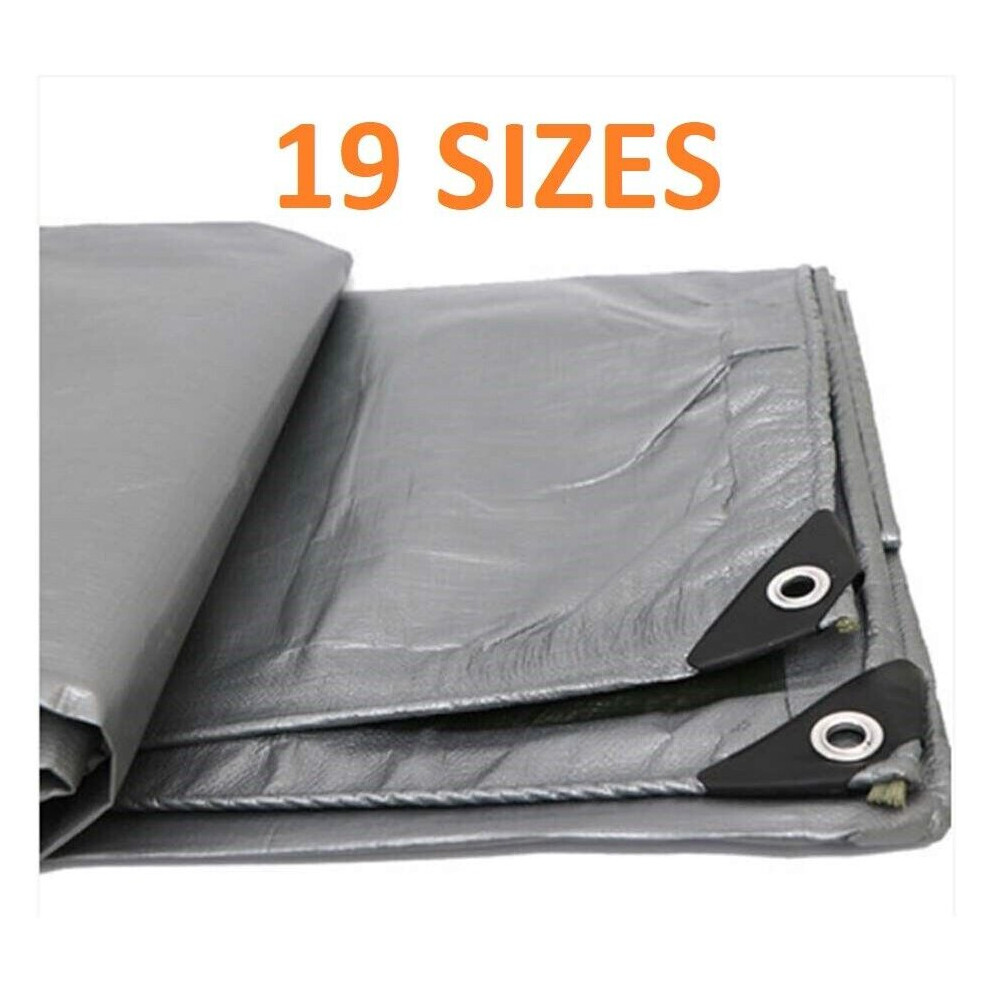 (20 x 20m) Tarpaulin Cover Tarp Sheet Silver 160GSM Waterproof Ground Camping Multipurpose