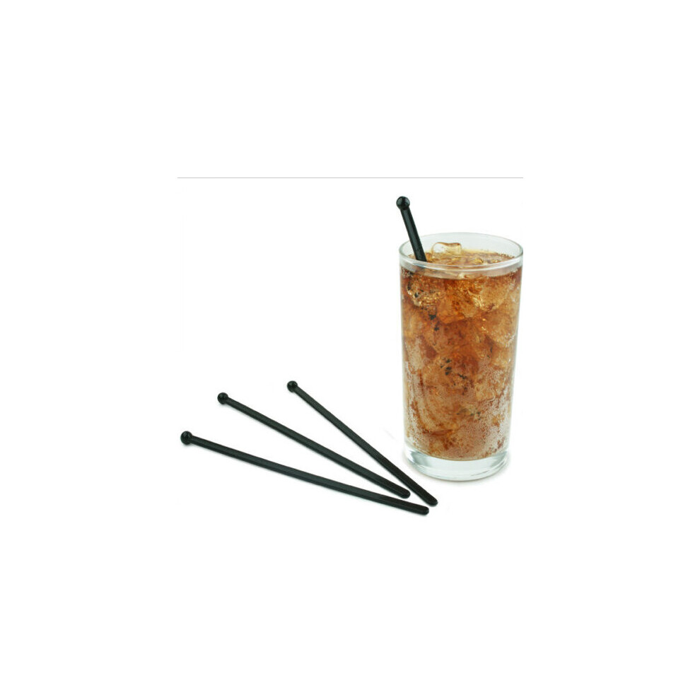 1000x Flat Ball Cocktail Stirrers Black  6"