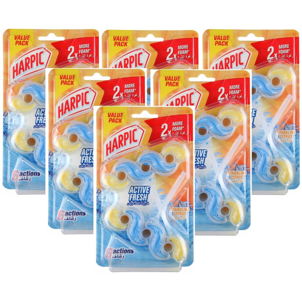 12x35g Harpic Active Fresh Toilet Cleaner Rim Block - Sparkling Citrus (Exp 04/23)