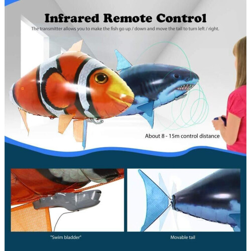 Remote Control Flying Air Shark Fish Toy Radio Inflatable Balloon