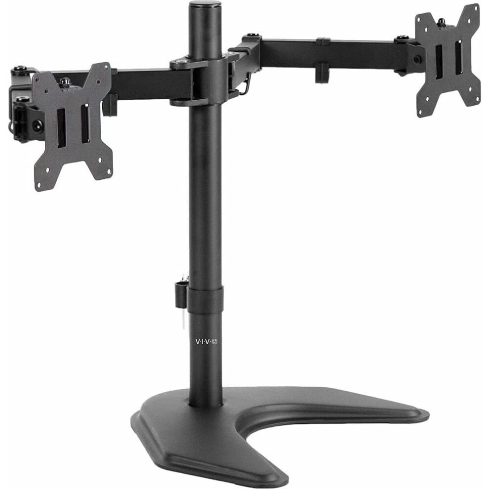 Dual Monitor Stand,Alloy Steel, Black,Fully adjustable,13 To 27"Screen