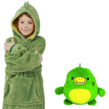 (Green dinosaur) Kids Pets Hoodie Blanket Hoodie Children's Sweatshirt Pet Shaped Wearable Hoodie Fleece Winter Pet Hoodie For Kids