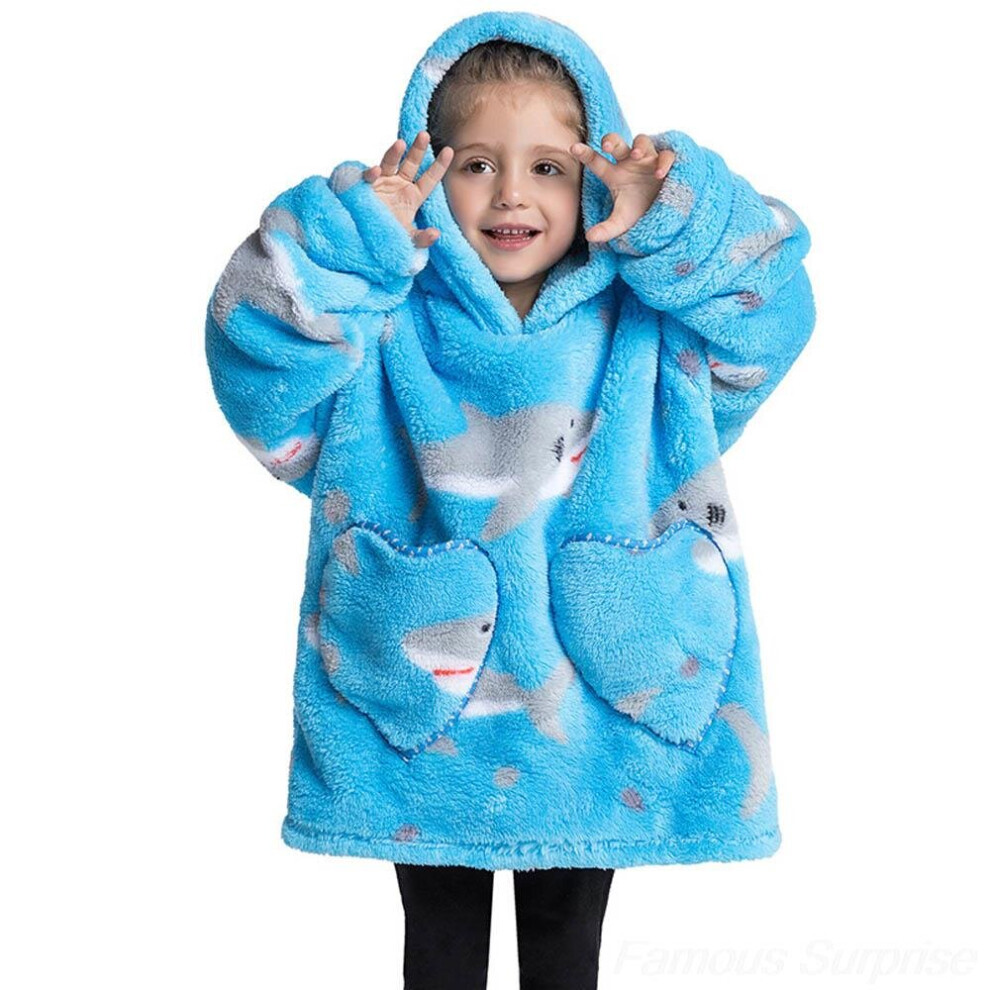 (FH007) Baby Clothes Winter Oversized Blanket Hoodie for Kids Plush Clothes Girl Toddler Boy Sweatshirt Sherpa Fleece Children Homewear