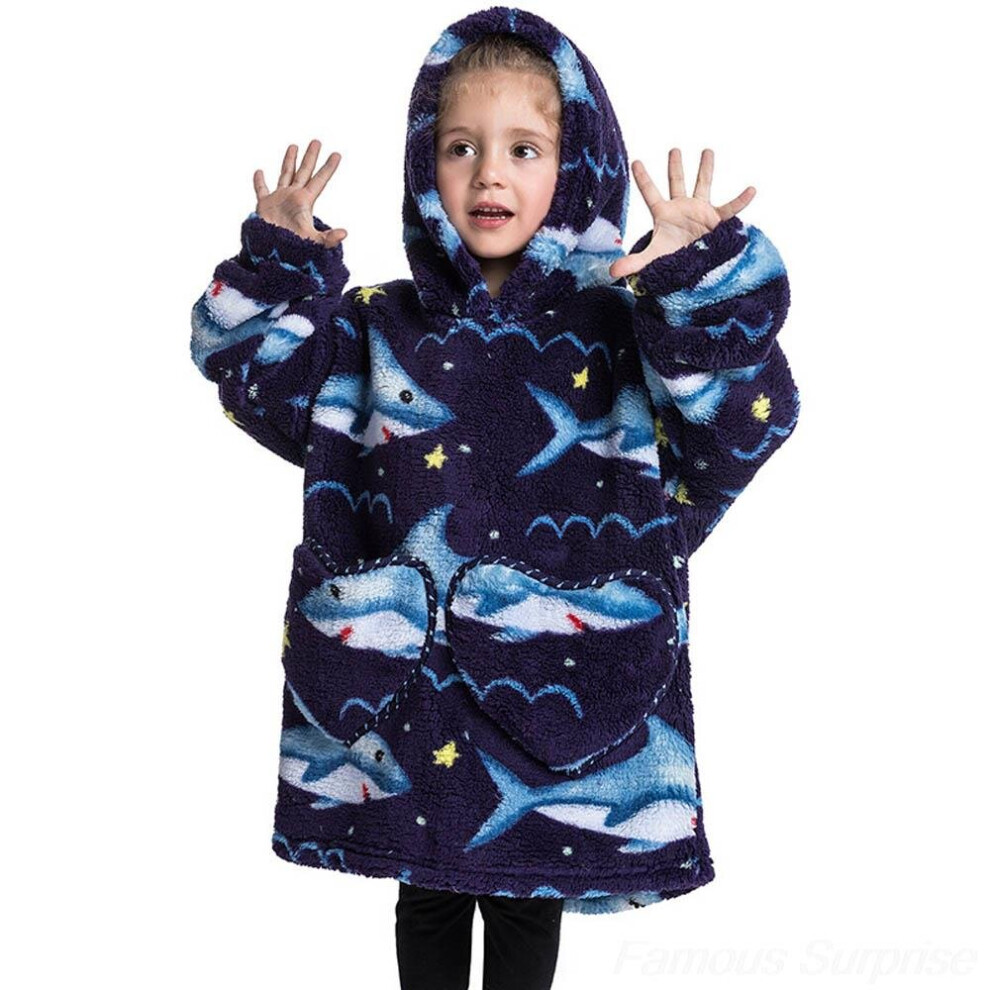 (FH015) Baby Clothes Winter Oversized Blanket Hoodie for Kids Plush Clothes Girl Toddler Boy Sweatshirt Sherpa Fleece Children Homewear