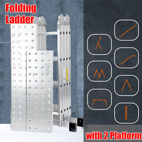 14in1 4.7M Aluminium Folding Ladder Multi Position Purpose Safety Step