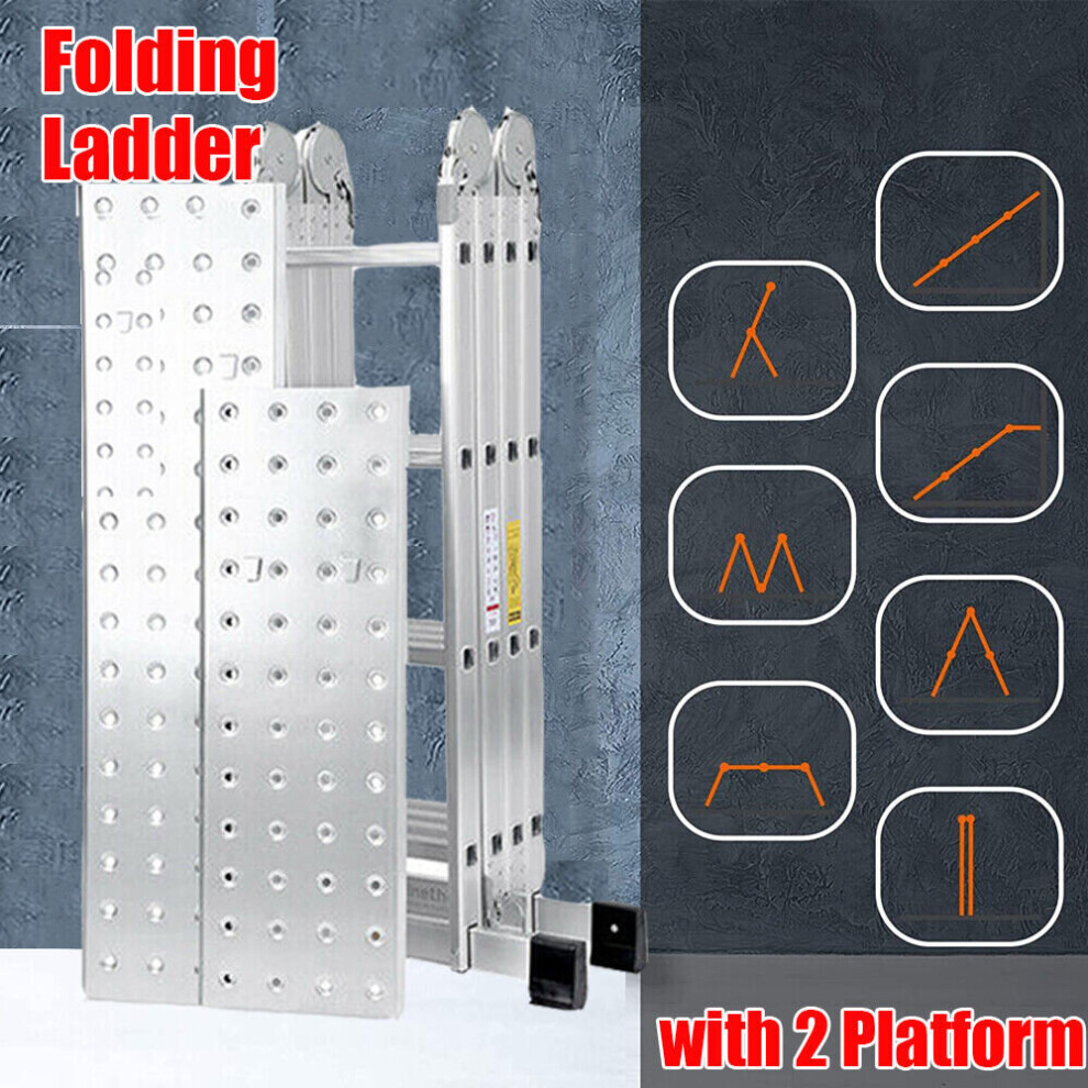 14In1 4.7M Aluminium Folding Ladder Multi Position Purpose Safety Step 009732250318