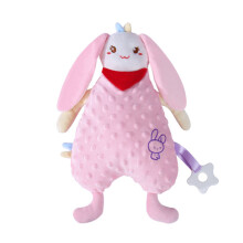 (Pink bunny) Soothing towel baby doll baby sleep with hand puppet soothing doll doudou velvet to put to sleep parent-child ringer plush toy
