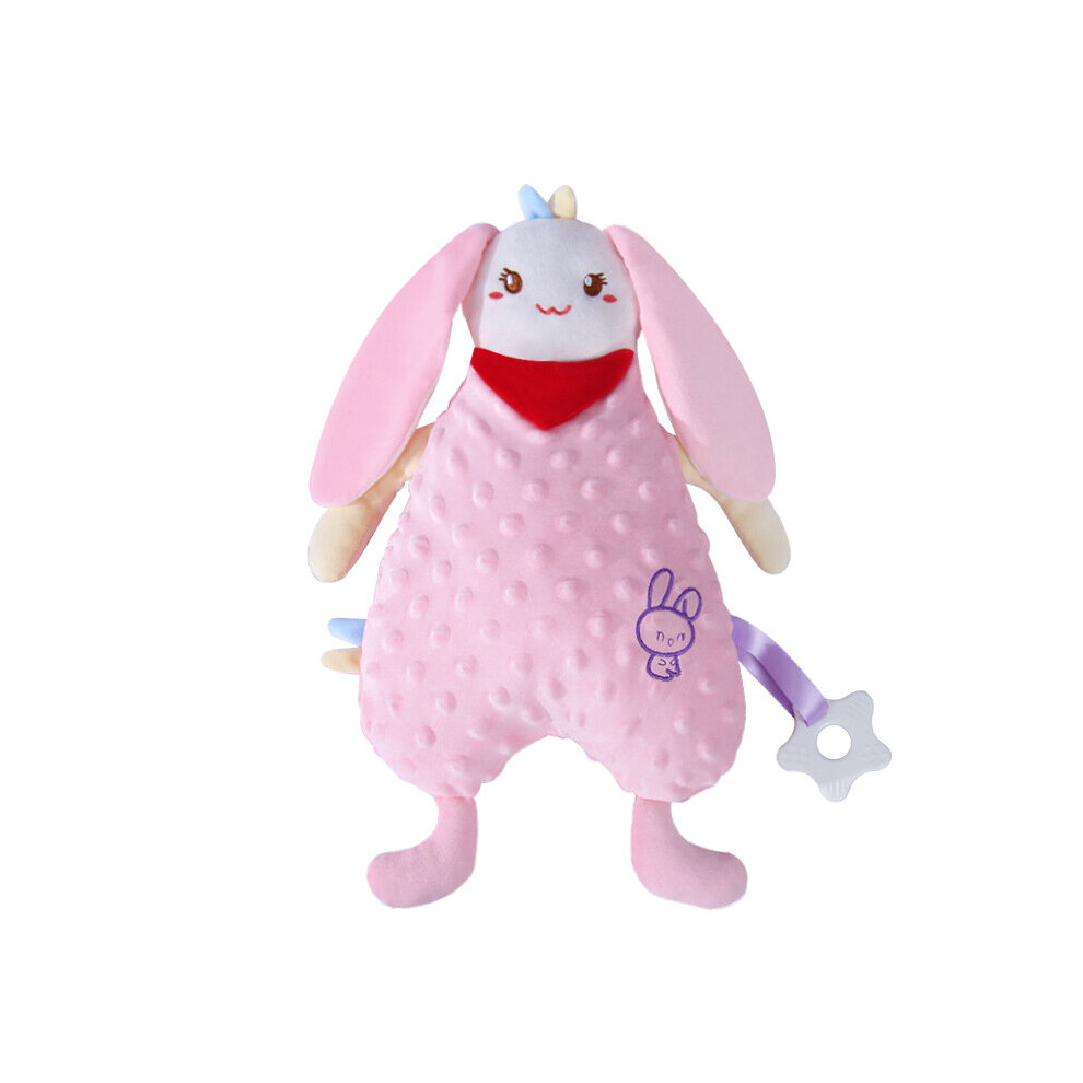 (Pink bunny) Soothing towel baby doll baby sleep with hand puppet soothing doll doudou velvet to put to sleep parent-child ringer plush toy