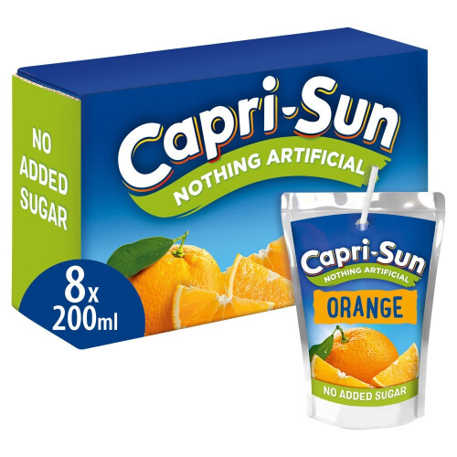 Capri-Sun Nothing Artificial No Added Sugar Orange 200ml (Pack of 8) 1