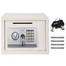 (White) Digital Security Safety Box Large Capacity with Keypad and 2 Keys