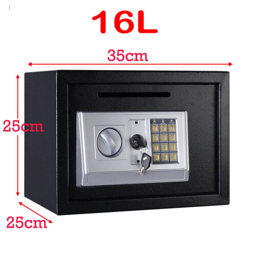 (Black) Digital Security Safety Box Large Capacity with Keypad and 2 Keys 1