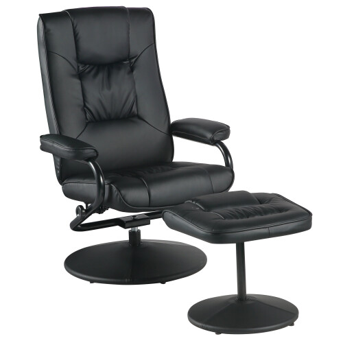 Black Swivel Recliner Lounge Chair With Footstool "MILLIES DESIGN" on OnBuy