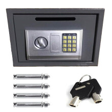 (Grey) Digital Security Safety Box Large Capacity with Keypad and 2 Keys