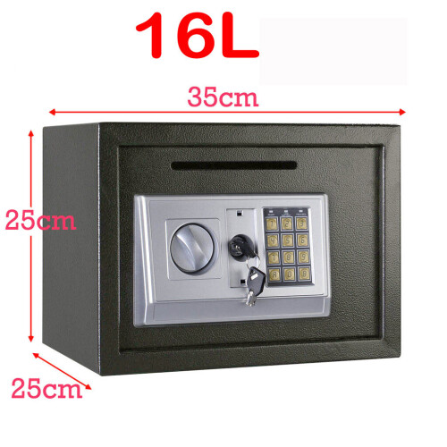 (Grey) Digital Security Safety Box Large Capacity with Keypad and 2 Keys 1