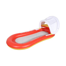 (Orange with Canopy) Inflatable Pool Lounge Water Hammock Pvc Floating Bed For Kids Adults