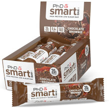 PhD Nutrition Smart Protein Bar, High Protein Low Sugar Protein Snacks, Chocolate Brownie Flavour, 20g of Protein, 64g Bar (12 Pack)