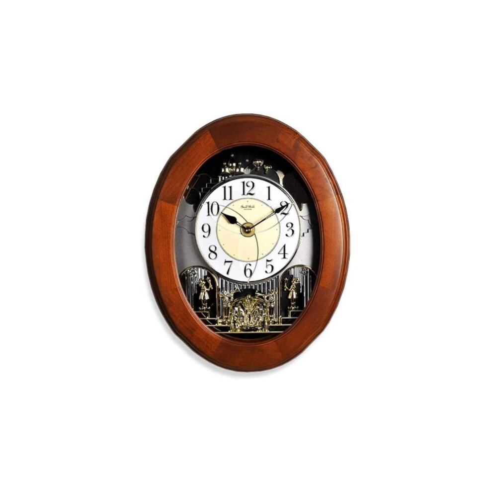 Rhythm Clocks Rhythm Magic Musical Wooden Wall Clock With Swarovski Crystal Brown