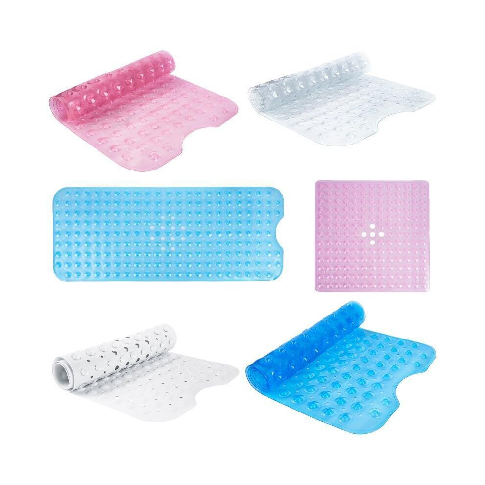 (Pink, 100x40cm) Extra Long Anti Bacterial Non Slip Bathtub Shower Mat