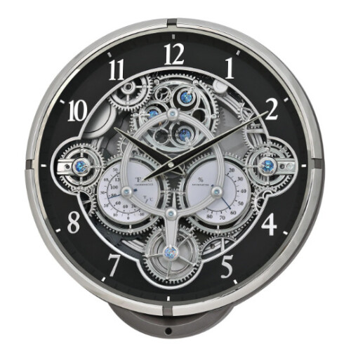 Rhythm Magic Motion Clock Black Gear Rotating Dial