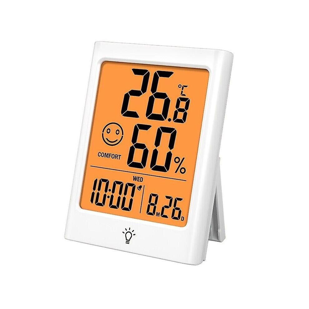 White (White) Electronic Digital Thermometer Hygrometer Home Humidity Monitor With Calendar Time