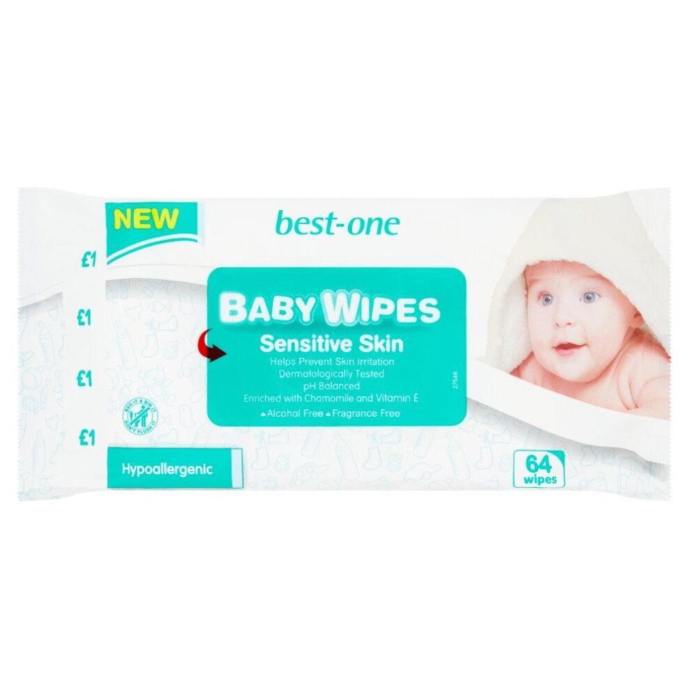 Best-One Sensitive Skin 64 Baby Wipes (Pack of 12)