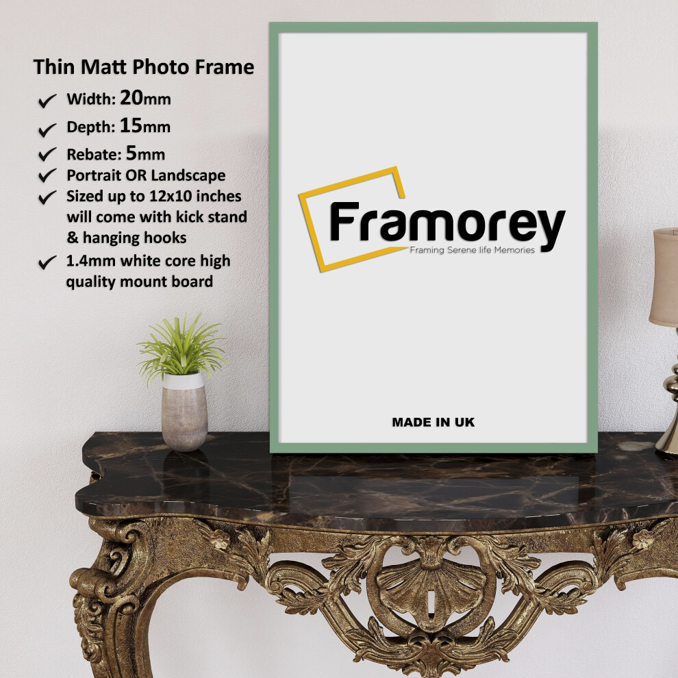 (A2- 594X420MM) Thin Matt Green Picture Frame / Wall Art Frames / Flat Wooden Effect Poster Frame