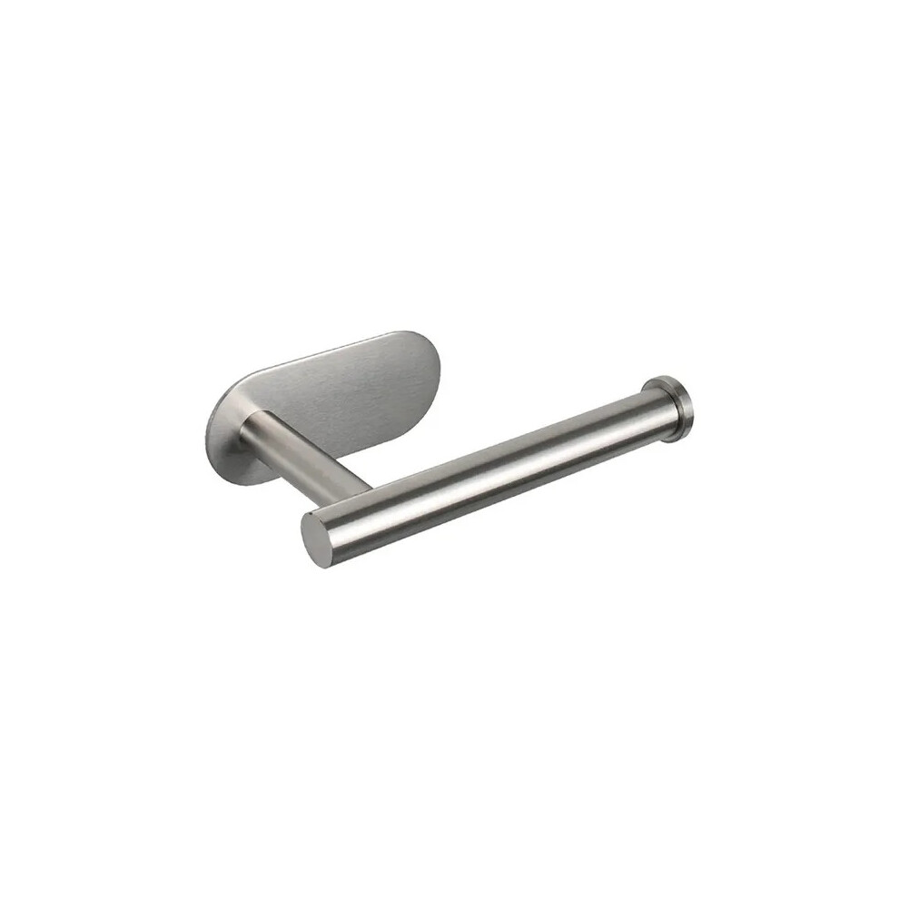 (Silver) Adhesive Wall Mounted Toilet Roll Holder Stainless Steel Paper Stand Stick