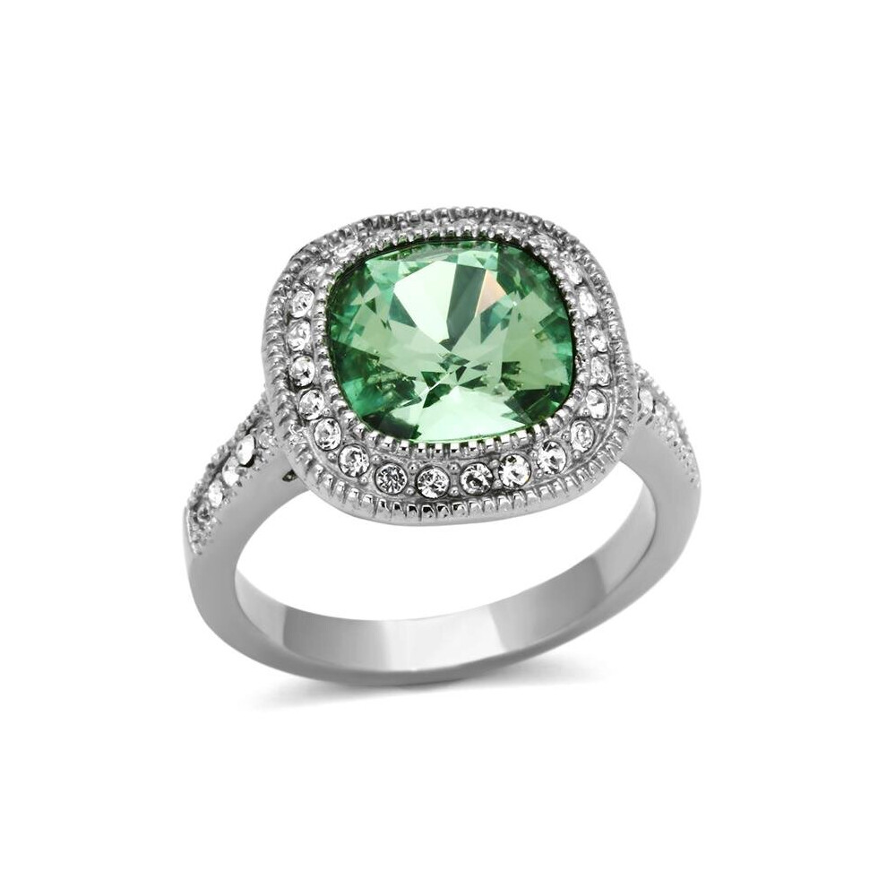 Photos - Ring Alamode TK1317-8 Women High Polished Stainless Steel  with Top Grade Crystal in Emerald - Size 8