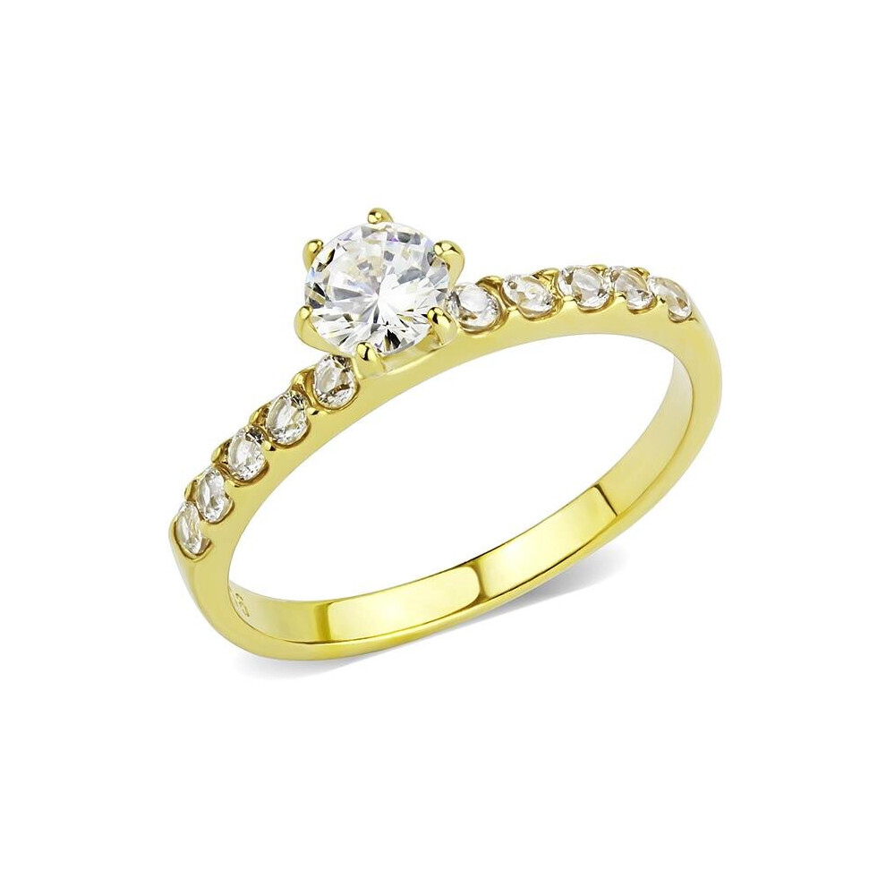 Alamode TK3605-9 Women IP Gold Stainless Steel Ring with AAA Grade CZ in Clear - Size 9-image-OPC-PBCXXPN-NEW