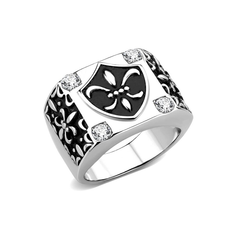 Photos - Ring Alamode TK3621-8 Men High Polished Stainless Steel  with AAA Grade CZ in Clear - Size 8