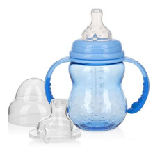 Nuby 2346682 8 oz Handles with 3 Stage Wide Neck Non-drip Bottle, Aqua - Case of 24