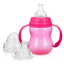 Nuby 2346689 8 oz Handles with 3 Stage Wide Neck Non-drip Bottle, Aqua - Case of 24