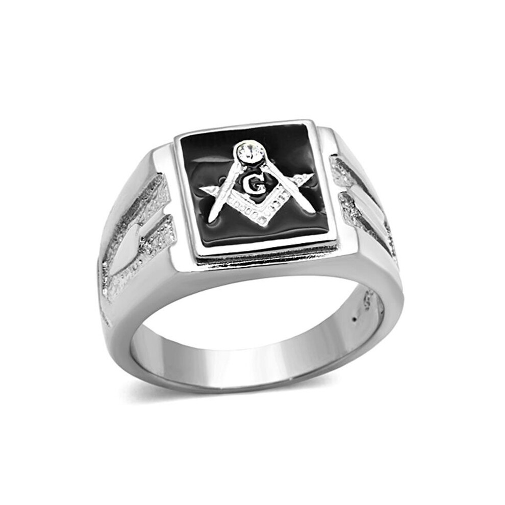 Photos - Ring Alamode TK1158-8 Men High Polished Stainless Steel  with Top Grade Crystal in Clear - Size 8