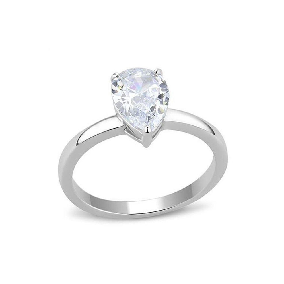 Photos - Ring Alamode TK3251-5 Women High Polished Stainless Steel  with AAA Grade CZ in Clear - Size 5