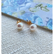 (8.5mm, No) Handmade AAA+ Natural Freshwater Pearl Earrings