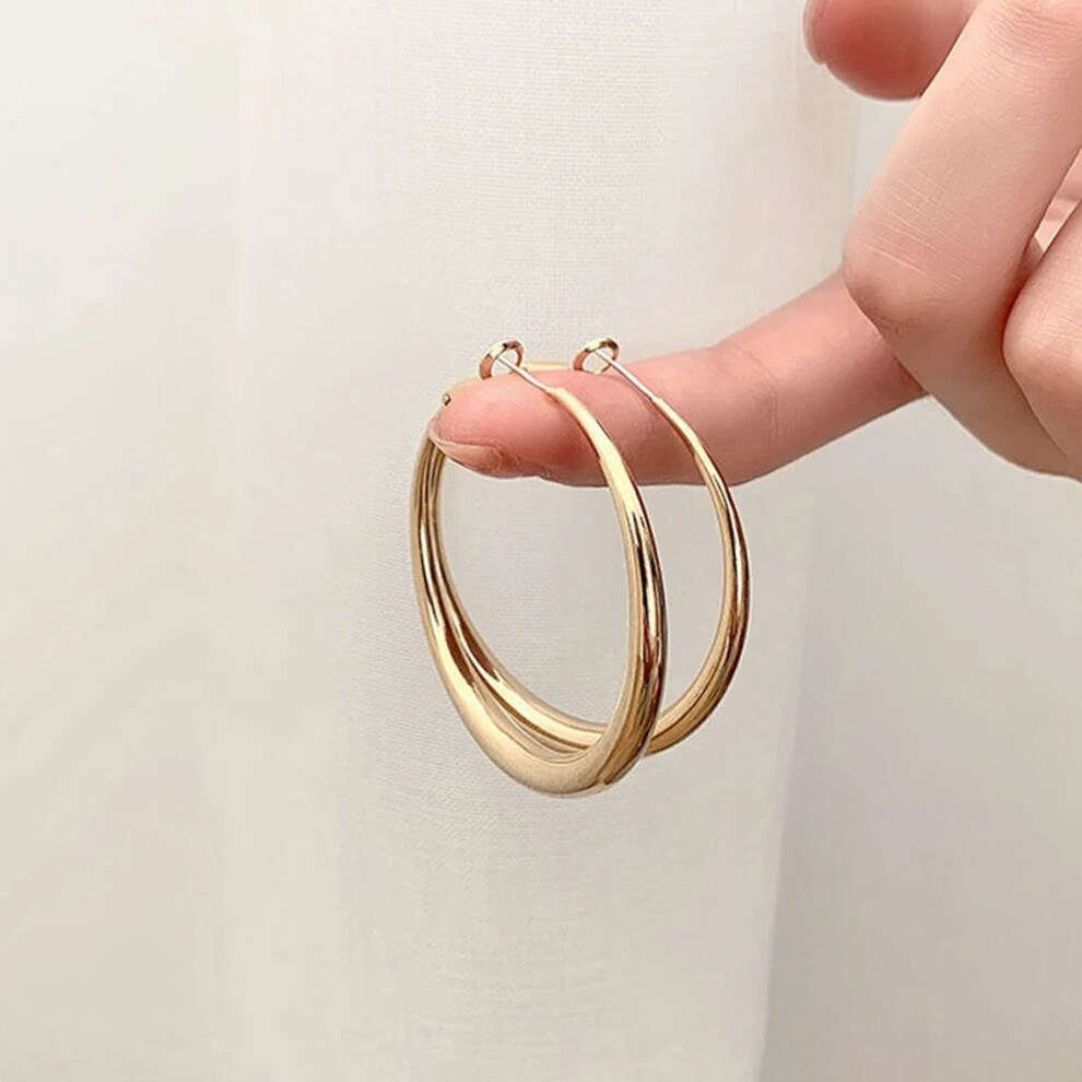 Large Gold Statement Hoops,50mm Diameter Big Hoop Earrings