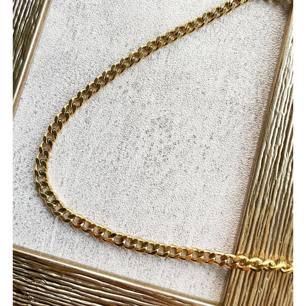 (Gold, 50cm) Classic 5mm Silver/Gold Cuban Necklace Chain