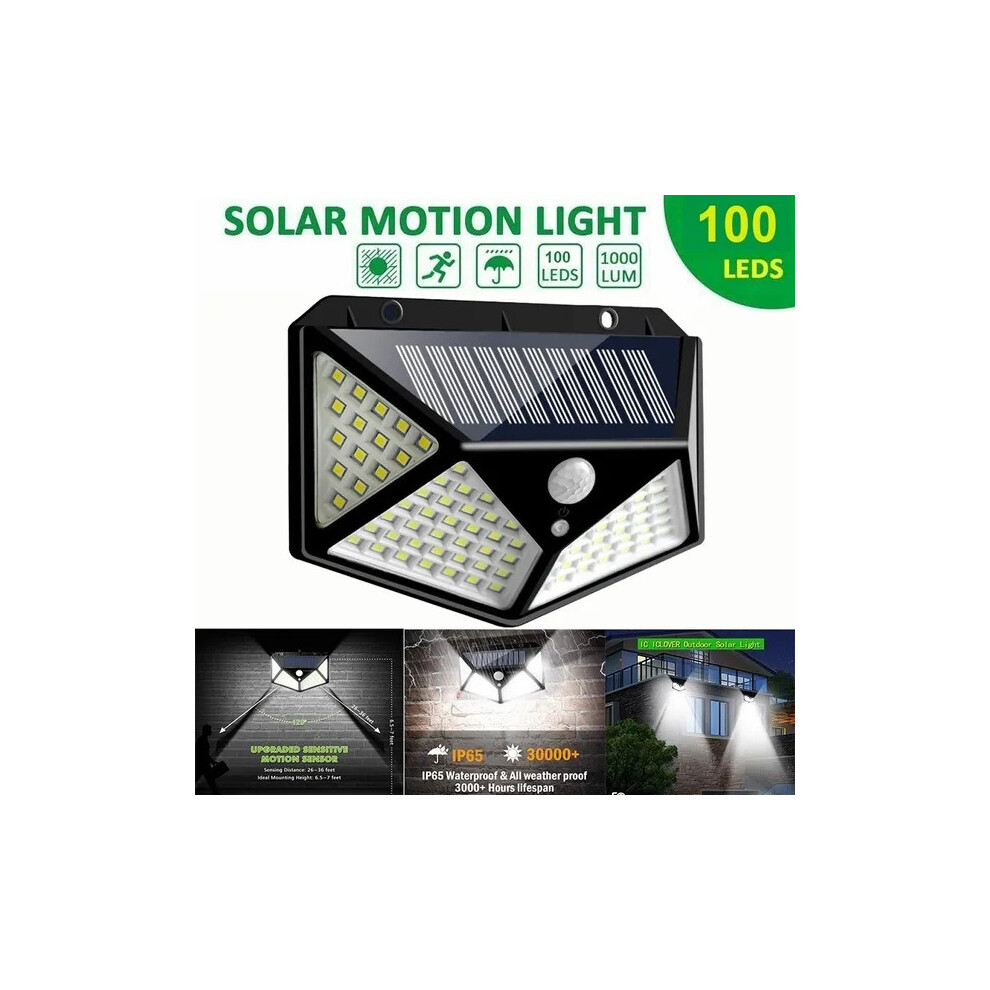 100LED Solar Motion Sensor Power Light PIR Security Outdoor Garden Wall Lamp