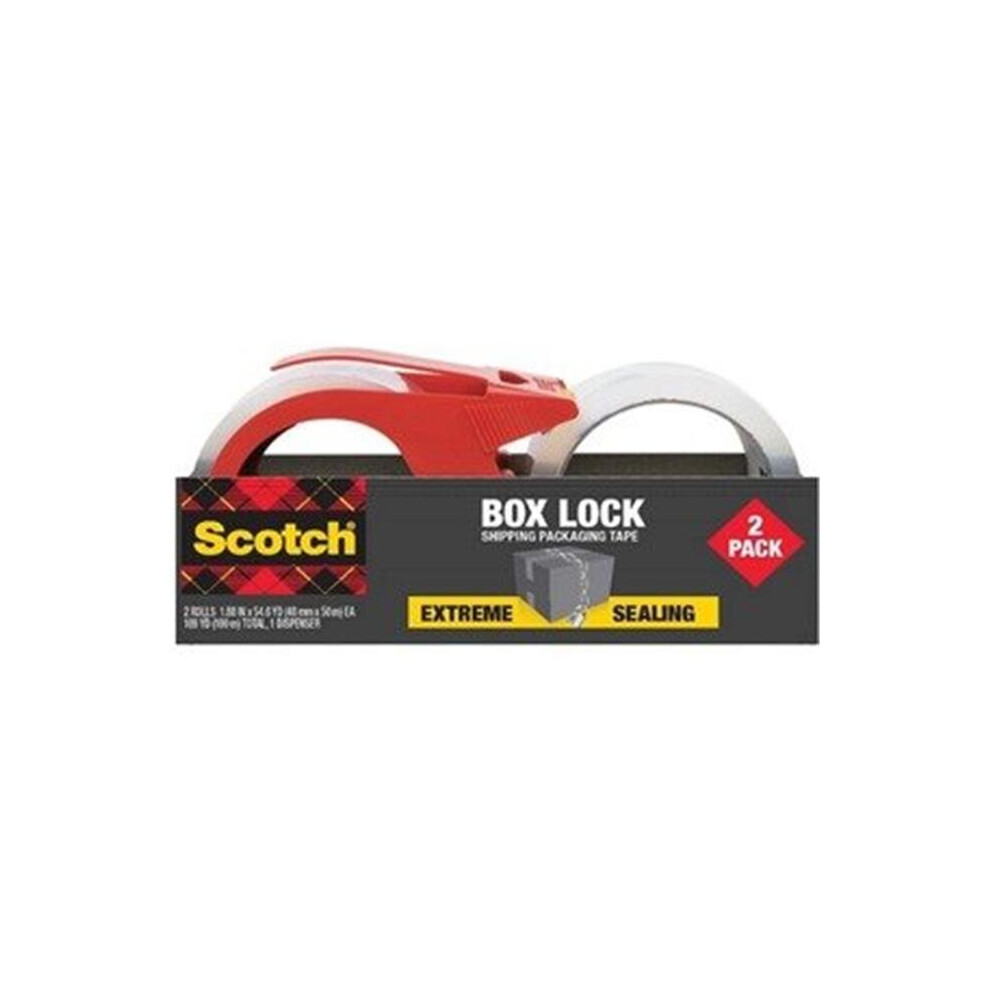 Scotch Mmm395021rd Box Lock Dispenser Packaging Tape With Dispenser - Pack Of 2