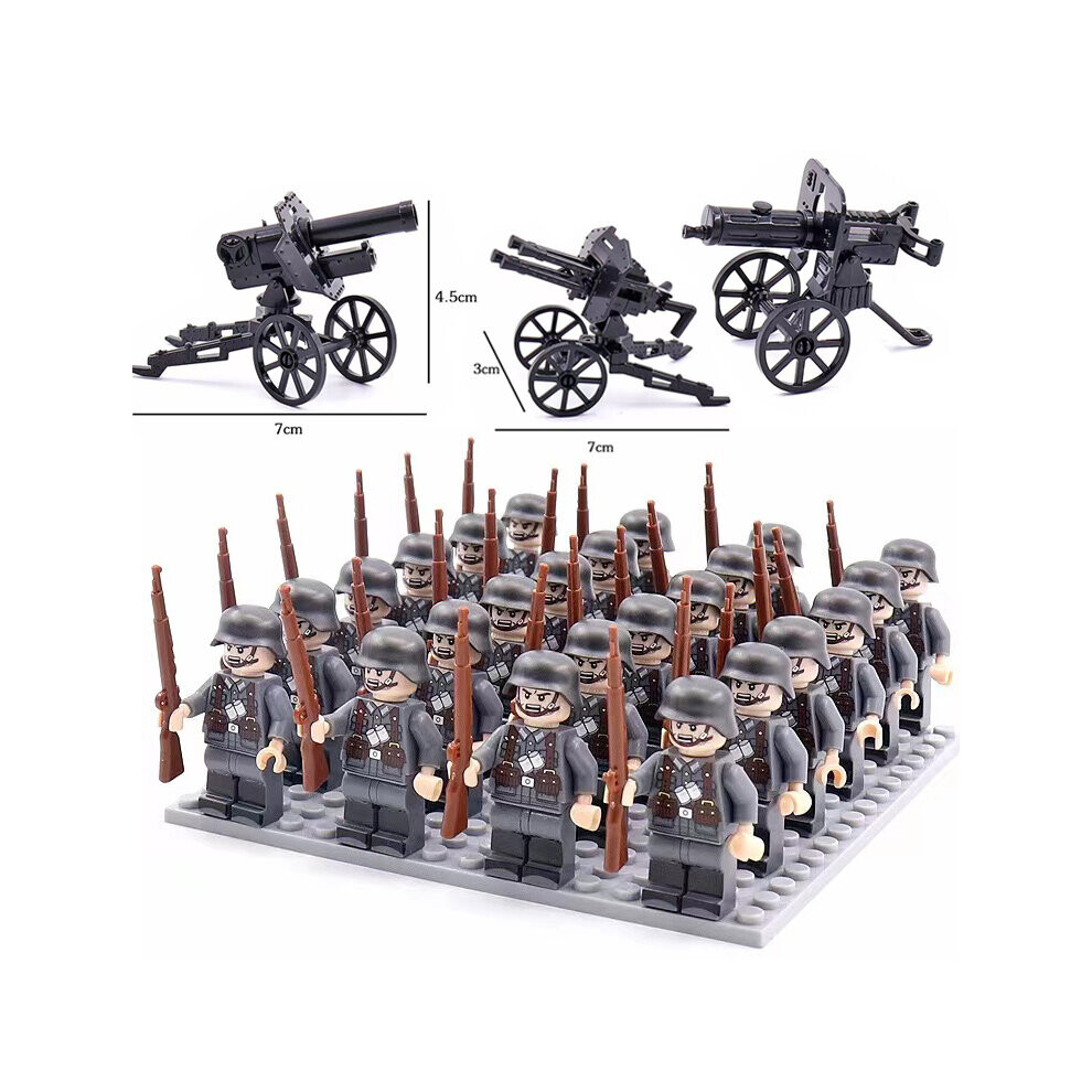 (Style D 24pcs) Minifigures 24pcs Military Building Blocks Eight-nation Phalanx Assembling WW2 Military Games Sand Tables Collections