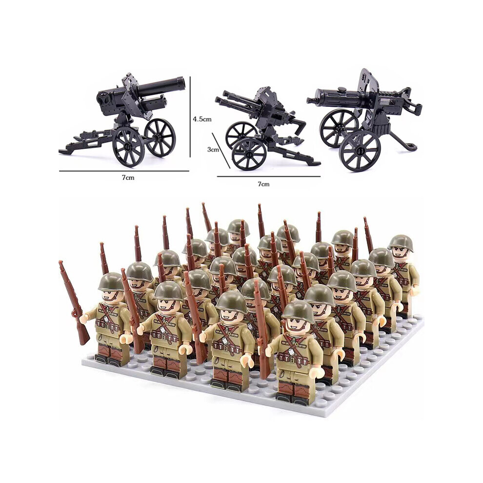 (Style F 24pcs) Minifigures 24pcs Military Building Blocks Eight-nation Phalanx Assembling WW2 Military Games Sand Tables Collections