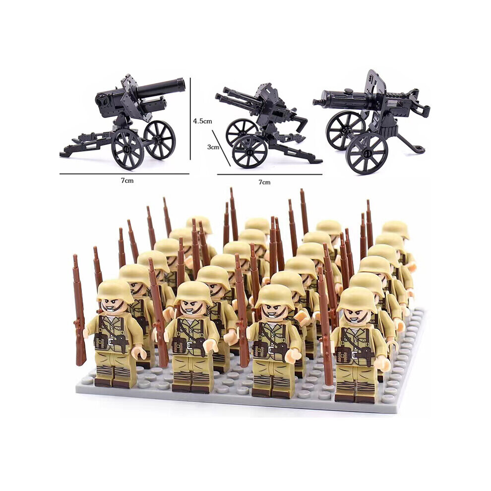 (Style B 24pcs) Minifigures 24pcs Military Building Blocks Eight-nation Phalanx Assembling WW2 Military Games Sand Tables Collections