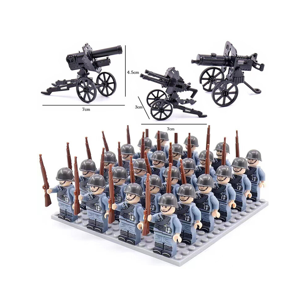 (Style E 24pcs) Minifigures 24pcs Military Building Blocks Eight-nation Phalanx Assembling WW2 Military Games Sand Tables Collections