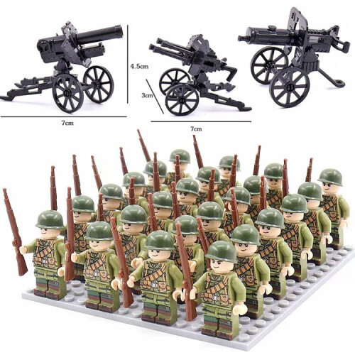 (Style G 24pcs) Minifigures 24pcs Military Building Blocks Eight-nation Phalanx Assembling WW2 Military Games Sand Tables Collections