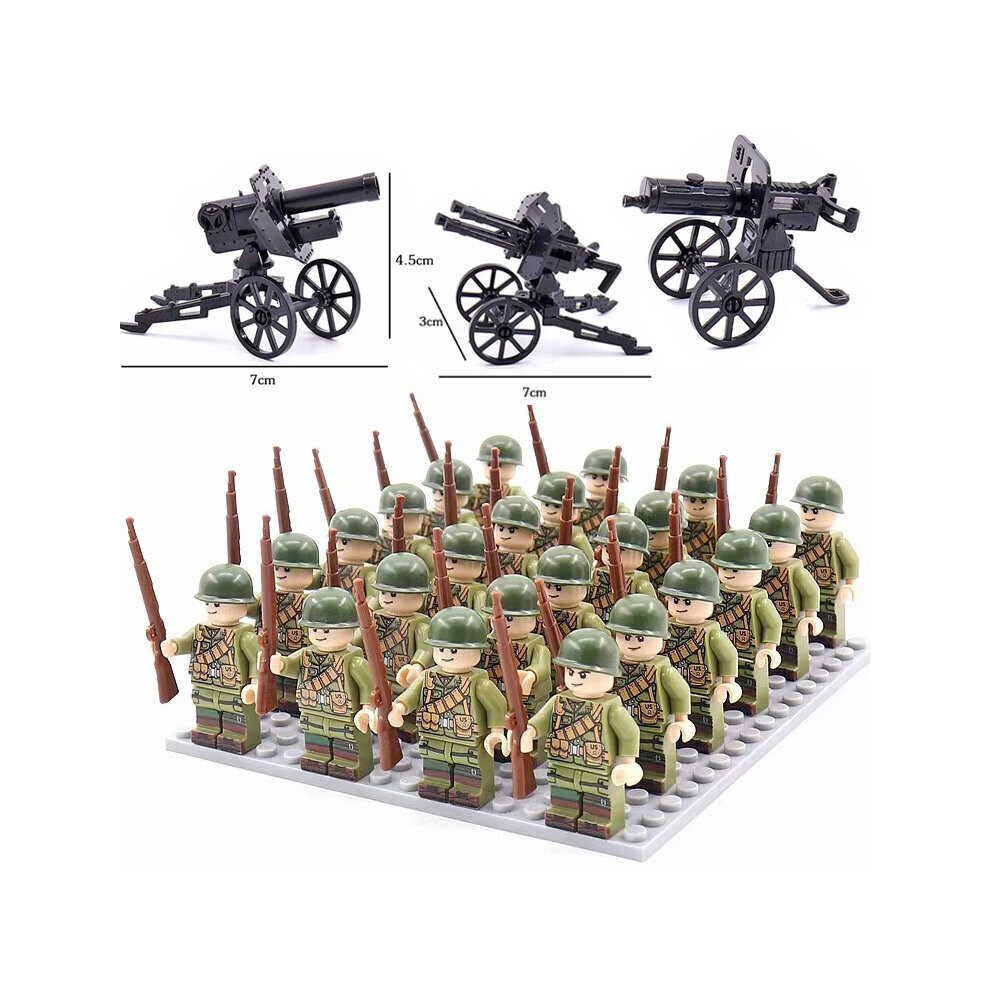 (Style G 24pcs) Minifigures 24pcs Military Building Blocks Eight-nation Phalanx Assembling WW2 Military Games Sand Tables Collections