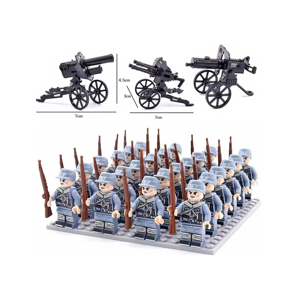 (Style H 24pcs) Minifigures 24pcs Military Building Blocks Eight-nation Phalanx Assembling WW2 Military Games Sand Tables Collections