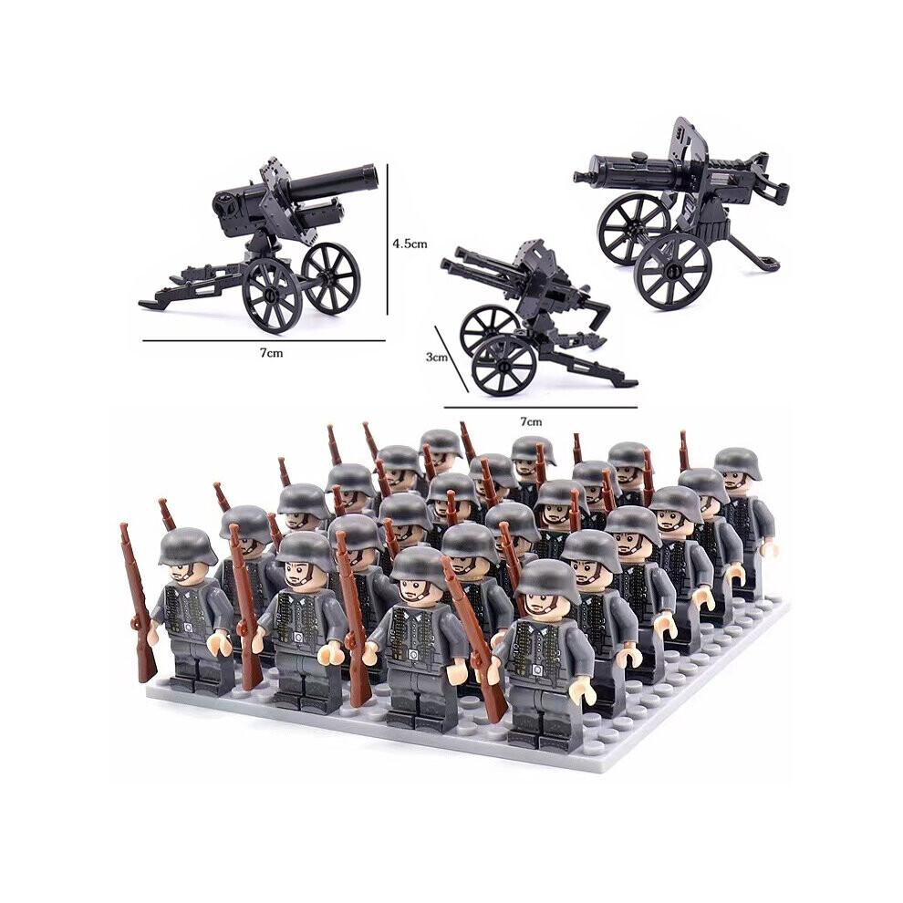 (Style I 24pcs) Minifigures 24pcs Military Building Blocks Eight-nation Phalanx Assembling WW2 Military Games Sand Tables Collections